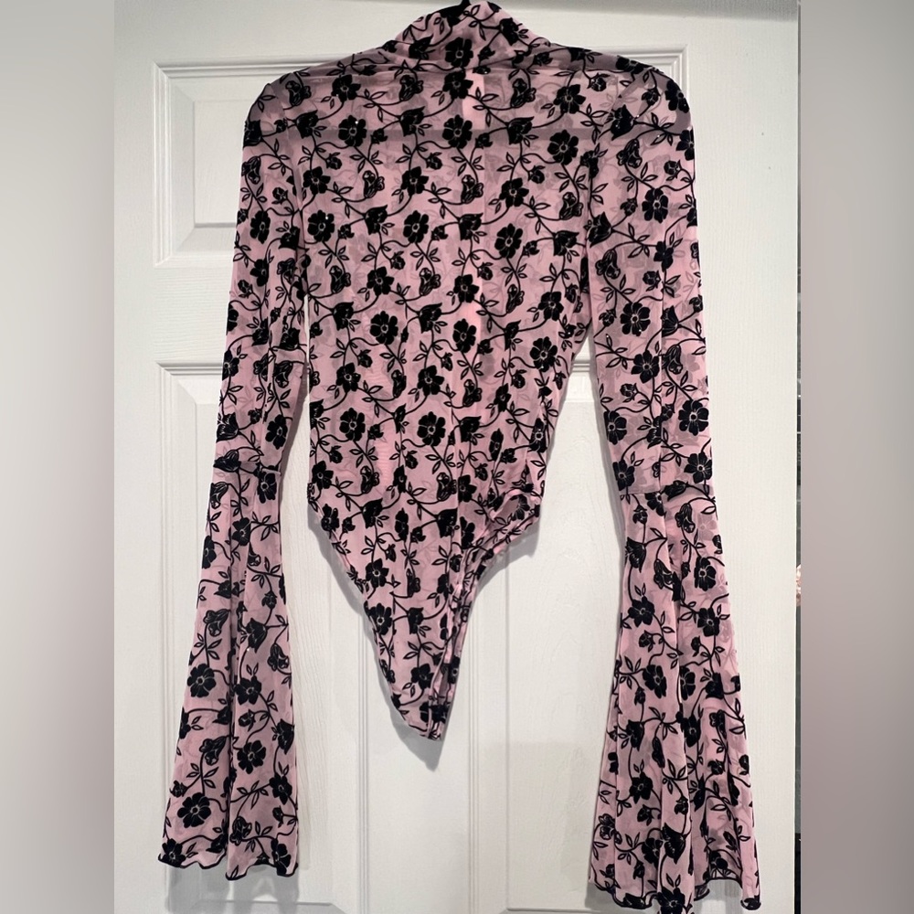 Long Sleeve Mesh Bodysuit with flared sleeves